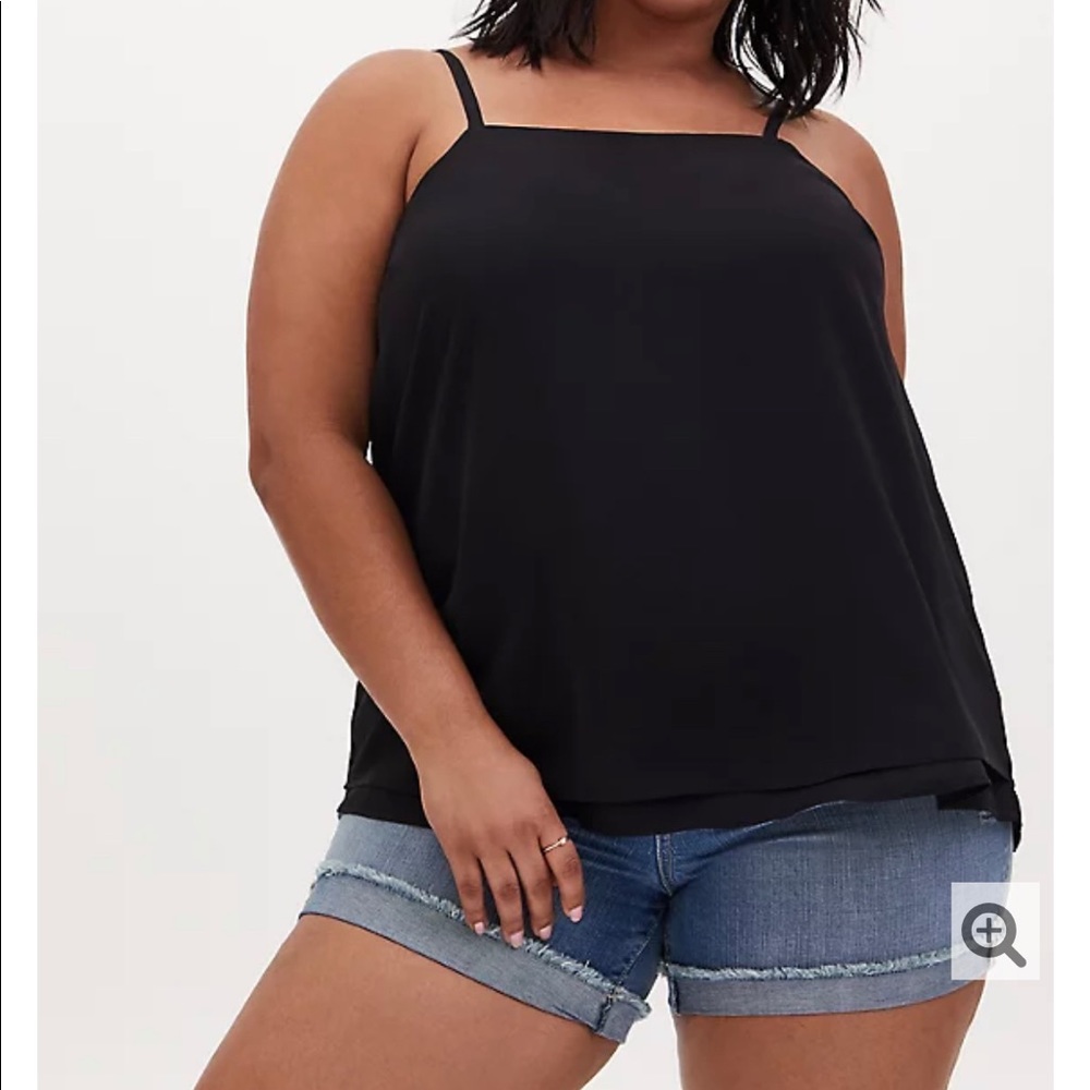 Torrid NWT BLACK CHIFFON DOUBLE LAYER CAMI sz1